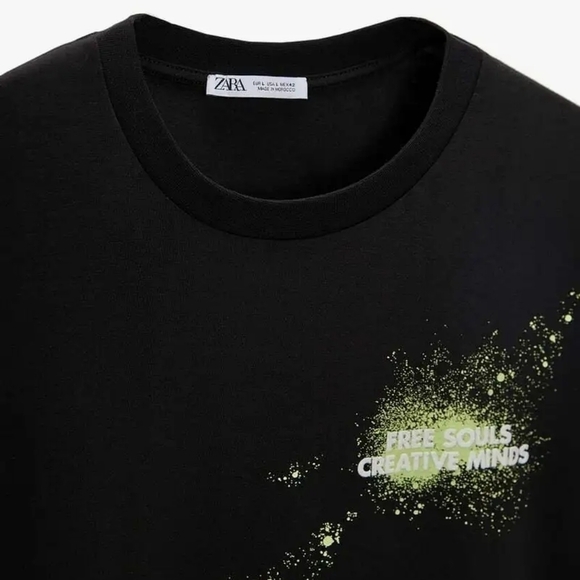Zara Men COMBINATION PRINT T-SHIRT free souls creative minds size medium - Picture 9 of 10